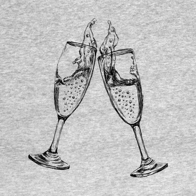 Champagne Glasses Sketch by rachelsfinelines